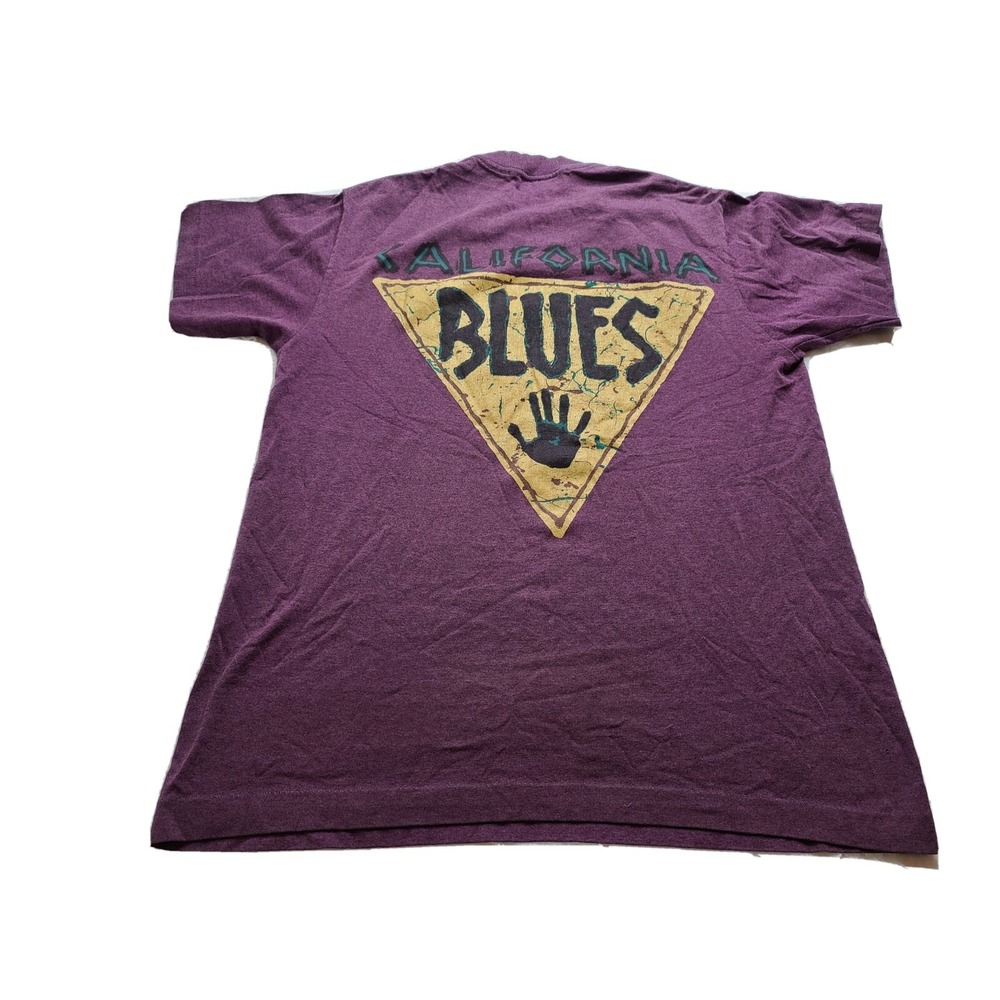 Vintage Hef-T Tee JaysS T-Shirt Sz Medium California Blues Double Side Singl Sti